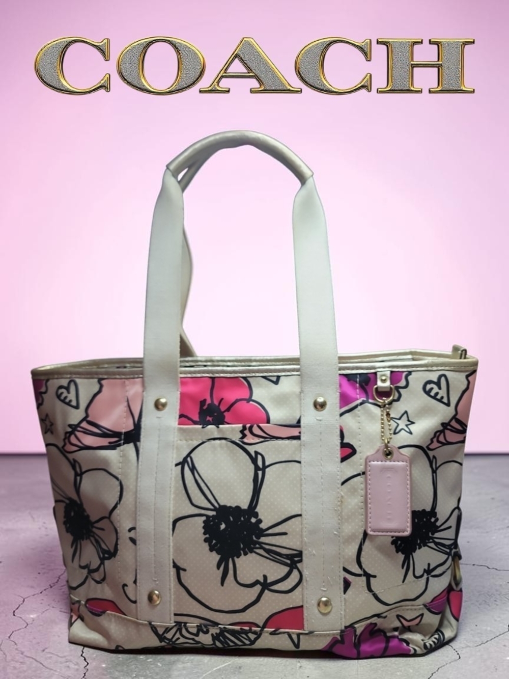 COACH Poppy Kyra Floral Graffiti Glam Tote Preloved